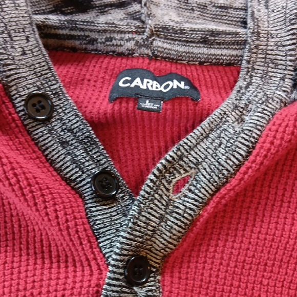 Carbon Men's‎ Red and Gray Hooded Sweater Large - Picture 2 of 8